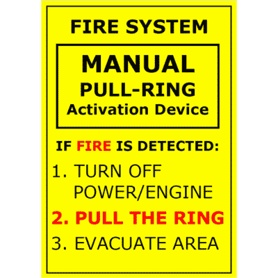 T-start Manual Pull-Ring Activation Device Sign